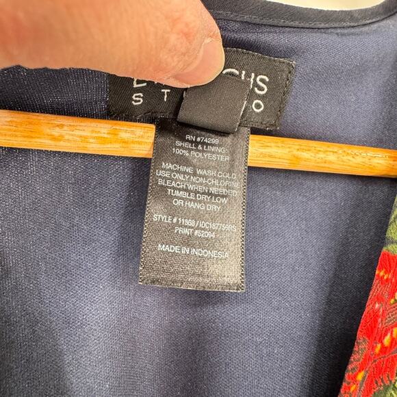 EnFocus Studio Boho Maxi Dress Womens 6 Navy Blue Chiffon Floral Print Polyester - Picture 6 of 9